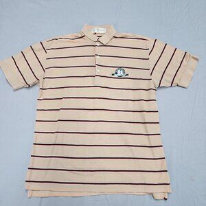 Fairway & Greene Polo Shirt Men's Medium Beige Striped Toledo Country Club Pima